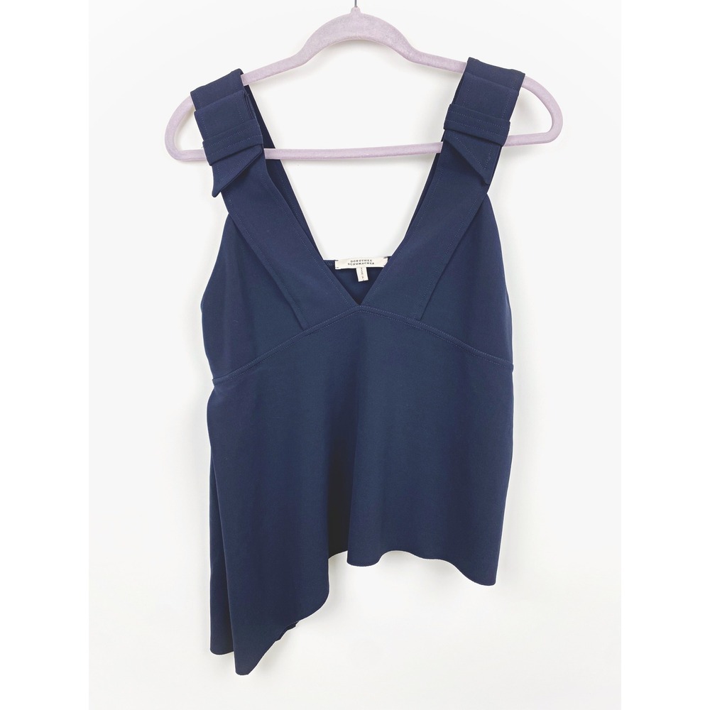 Dorothee Schumacher Navy V-Neck Asymmetrical Tank Top Sz 3